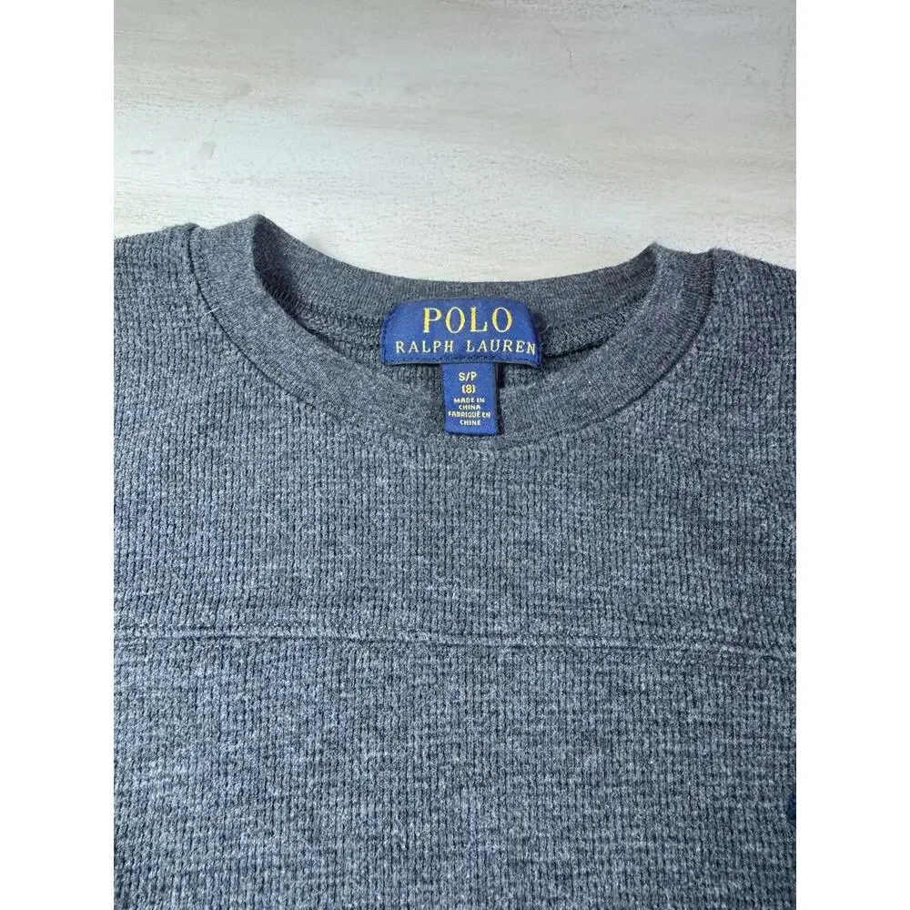 Youth Boys Polo Ralph Lauren Gray Long Sleeve Warm Winter Sweater (Size Y-Small)